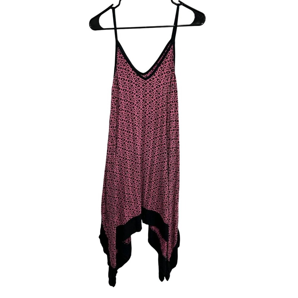Pink & Black Geometric Patterned Loose-Fit Dress With Asymmetrical Hem - Picture 2 of 6